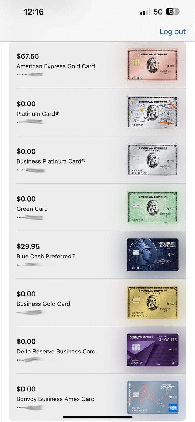 Live balances across the Amex lineup